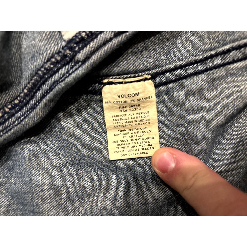 Volcom Union Jacket Womens 8 Blue Denim Stretch Snap Front Outdoor Classic - Picture 8 of 14